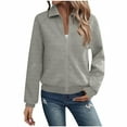 thumbnail image 3 of TKLPEHG Spring Jackets for Women Zip Up Lapel Fall Coats Casual Solid Color Long Sleeve Coat Fashion Comfy Outerwear (Gray,XXL), 3 of 7