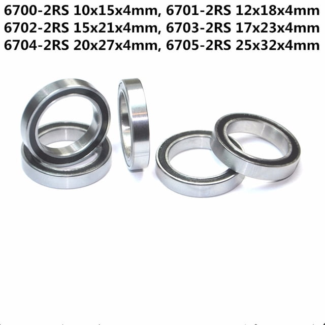 10pc-6700-2RS 6701-2RS 6702-2RS 6703-2RS 6704-2RS 6705-2RS Ultra Thin Wall Rubber Shielded Bearing Ball Bearings ,Low Friction