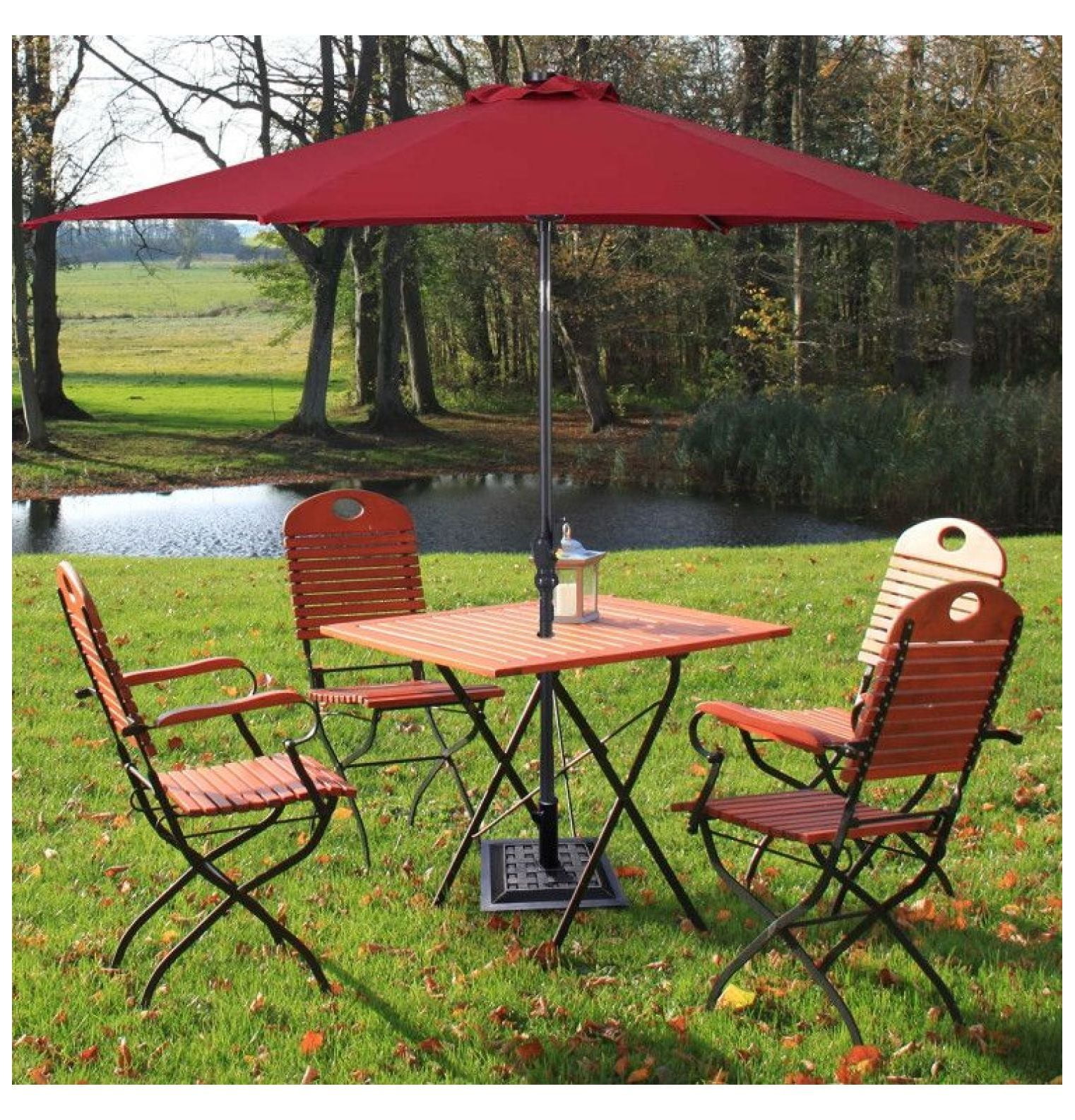 17.5" Heavy Duty Square Umbrella Base - 30lbs Outdoor Stand - Bronze Patio Umbrella Holder - Adjustable Pole - Rust Resistant