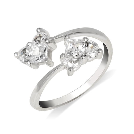 Solid 925 Sterling Silver Elegant Adjustable Cubic Zirconia Invisible Love Heart toe ring (10mmx15mm) toe ring for Women