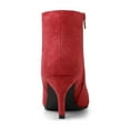 thumbnail image 6 of BLISSFUL STEP Women's Ankle Boots Kitten Heel Pointed Toe Side Zip Faux Suede Boots Red 9, 6 of 8