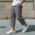 thumbnail image 2 of Linen Pants Jerdar Men Casual Loose Exercise Drawstring Waist Pocket Slitted Bottoms Beach Pants, 2 of 6