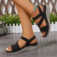 thumbnail image 3 of Rokment Women's Orthopedic Walking Sandals with Arch Support Comfortable Stylish Casual Leather Platform Wedge Orthotic Beach Summer Dressy Shoes Black Size 6, 3 of 8