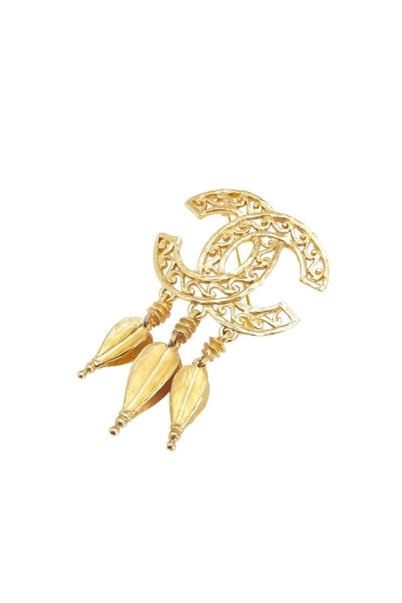 Pre-Owned Vintage Chanel Coco Mark Swing Brooch, Gold Plated, Women's, CHANEL