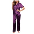 thumbnail image 7 of Purple Women Satin Pajamas, Polyester Women'S Pajamas, Short Sleeve Matching Pajamas for Couples, Plus Size Pajamas for Women, Womens Pajamas Set, Valentine's Day Sleepwear Plus Size Pajama Set, 7 of 7
