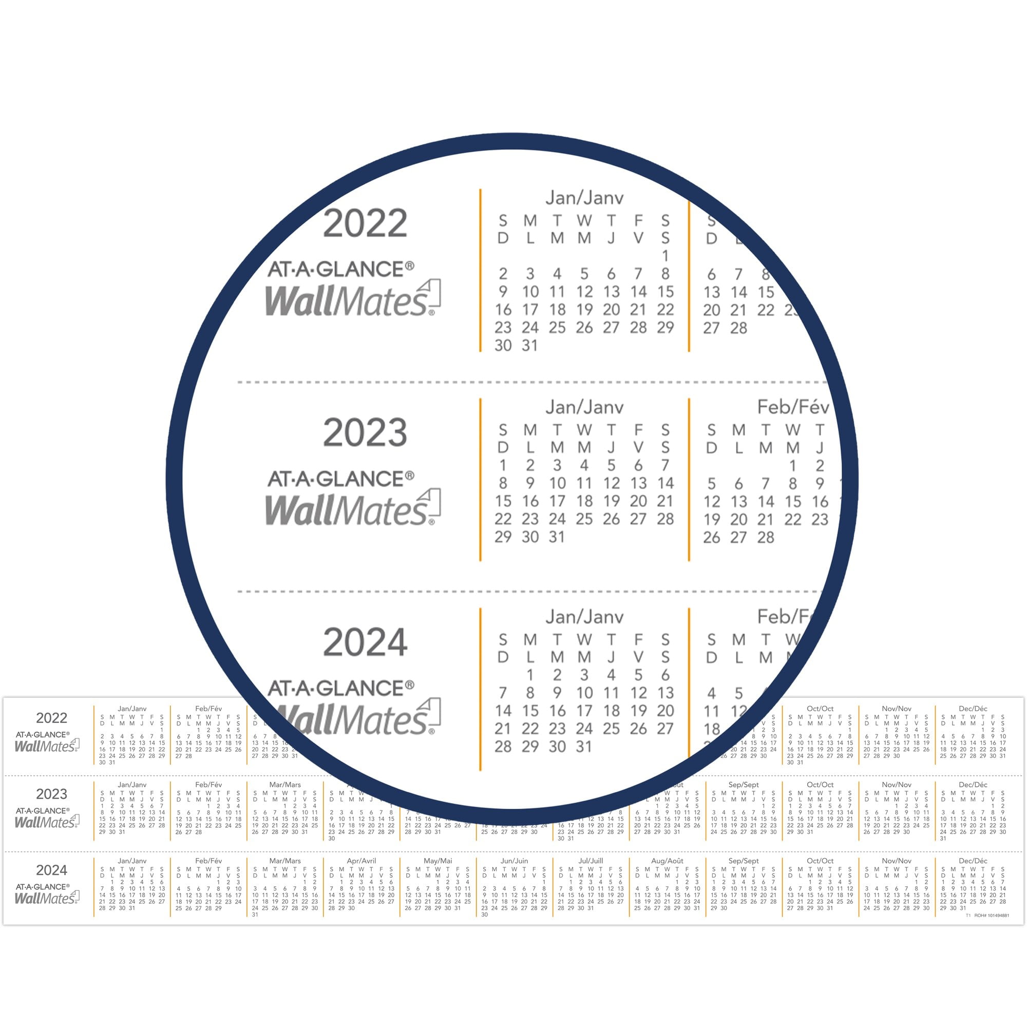 AT-A-GLANCE Undated WallMates Dry-Erase Writing Surface, Self-Adhesive, Extra Large, 36" x 24"