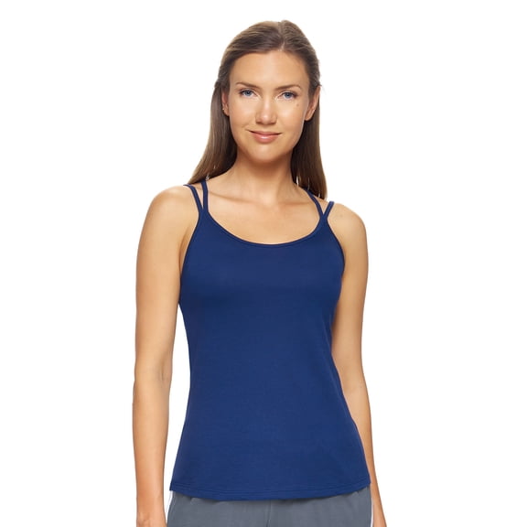 Expert Brand USA-Made Women's MoCA Cotton Blend Strappy Cami, Navy, Small