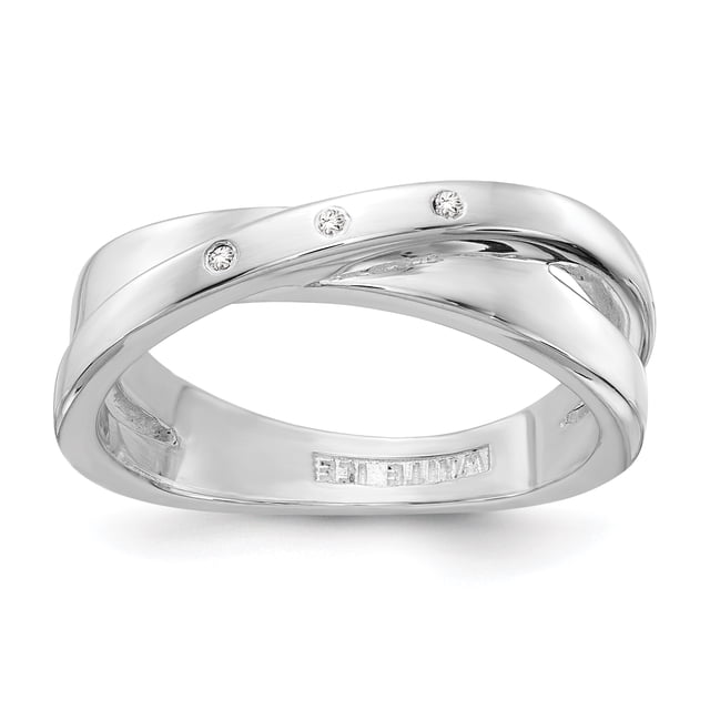 SS White Ice .03ct. Diamond Crossover Ring Size 7