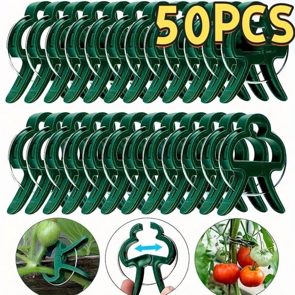 50pcs Reusable Plant Support Frame Clips, Adjustable Garden Clips for Tomato Vines, Grapevines & Vegetables - Durable Stem and Branch Support for Stakes, Poles and Trellis Training