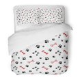 thumbnail image 1 of ABPHQTO Juego de ropa de cama de 3 piezas con lindos senderos de pata de perro de dibujos animados y bastón de caramelo en forma de galleta, funda de edredón con 2 fundas de almohada, 1 of 1