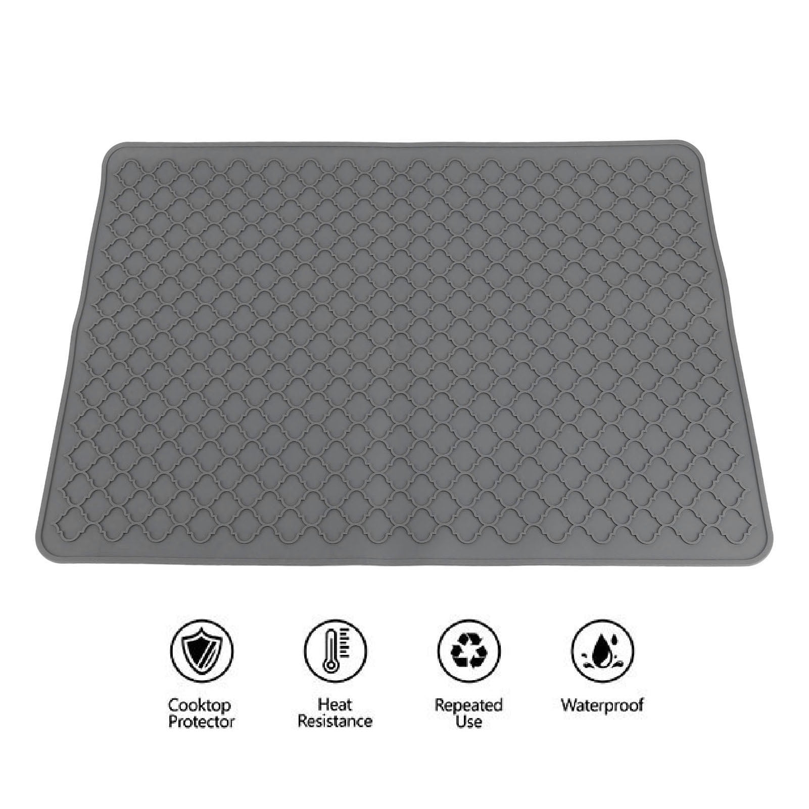 Nieyigj 27.8x19.9in / 70.5x50.5cm Silicone Stove Top Cover for Electric Range, Heat Resistant Dish Drying Mat for Kitchen Counter, Gray Cooktop Protector