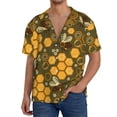 thumbnail image 1 of Balery Bees and Honeycombs Camisa Casual de Manga Corta con Botones para Hombre, Texturizada, Estilo Cubano, para Playa, Verano-3X-Large, 1 of 5