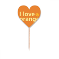 thumbnail image 1 of Me encanta la fruta naranja Etiqueta del corazón de la bandera del palillo de dientes, 1 of 3