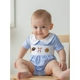 thumbnail image 6 of Rovasas Baby Boy Plaid Romper Football Embroidery Short Sleeve Jumpsuit, 6 of 9
