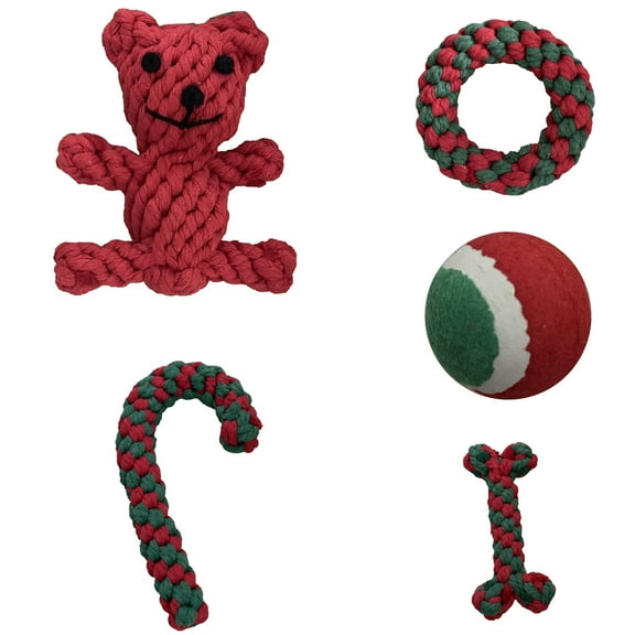 Walbest Dog Squeaky Toys, No Stuffing Plush Chew Toy for Small Medium Dogs Puppy Aggressive Chewers Large Breed, Christmas Set