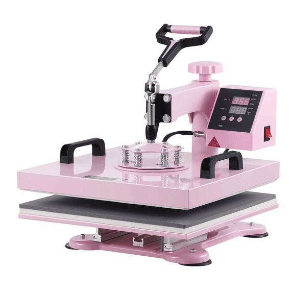 Heat Press Machine 15x15", 8 in 1 with 30oz Tumbler Press - T-Shirts, Mugs, Hats - Pink