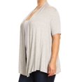 thumbnail image 3 of Women's Plus Size Short Sleeves Draped Open Front Solid Cardigan, 3 of 6