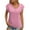 Pink, variant on Women's Solid Summer Slanted Neck Hat Sleeves with Wrinkled Fashion Casual Short Sleeve T-Shirt Top, Trendy Polyester Blouse for Casual Daily Wear and Outings, Regular Fit Stylish Top
