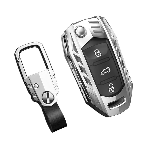 for Volkswagen Key Fob Cover with Keychain,Stylish and Durable Zinc Alloy Protection Key Case Compatible with VW Atlas Golf Jetta Tiguan Passat GTI Key shell Accessories