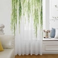 thumbnail image 6 of Green Sheer Curtains 45 Inches Long, Summer Botanical Leaves Watercolor Light Filering Curtains, Breathable Simi Curtain Privacy Drapes for Kitchen Bathroom Lightweight Small Window Treatment, 6 of 9