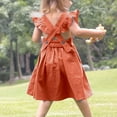 thumbnail image 6 of Bovxnpu Summer Girls Dresses, Toddler Girls Spaghetti Strap Ruffle Sleeve Cotton Linen Summer Princess Dress Girls Midi Dress Sundress, 6 of 7