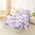 thumbnail image 2 of Homewish Purple Bow Ghost Print Twin Sheets for Kids, Skull Daisy Bat Flower Bedding, 3 Pieces, 1 Flat Sheet, 1 Fitted Sheet and 1 Pillowcase, 2 of 5