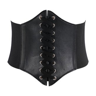 Sleek Black Lace-Up Corset Belt 20073394_hi?h=512 main image 2