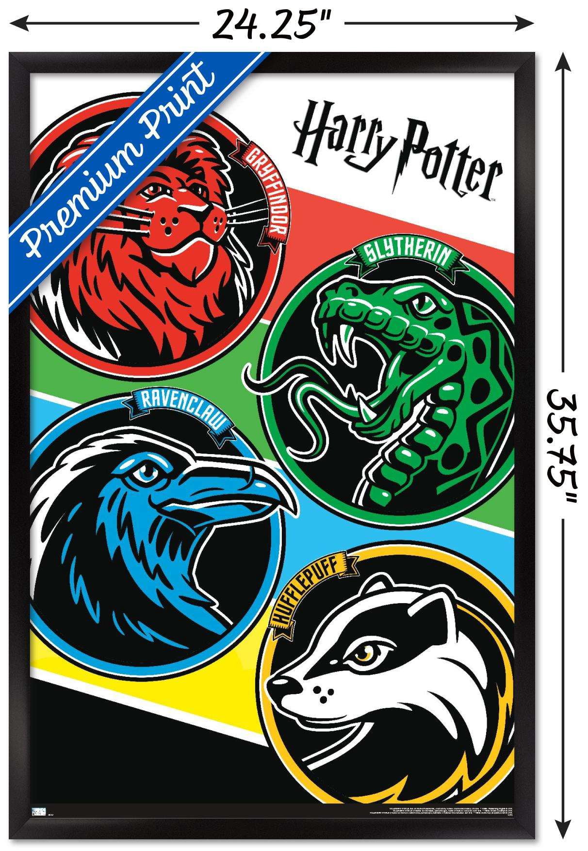 The Wizarding World: Harry Potter - Color Crests Wall Poster, 22.375" x 34", Framed