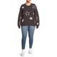 thumbnail image 2 of Terra & Sky Women's Plus Size Drop Shoulder Print Sweater, Midweight, 2 of 6