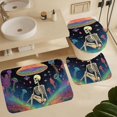 thumbnail image 6 of 4 Pcs Bathroom Shower Curtain Set,Bathroom Sets with Rugs (Bath Mat,U Shape and Toilet Lid Cover Mat), Mushroom Skull Bathroom Decor Set, 6 of 8
