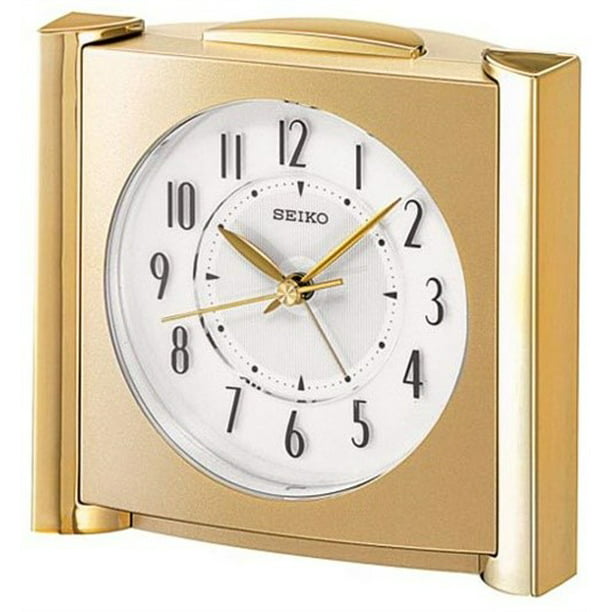 Seiko QXE418GLH Get Up and Glow Bedside Alarm Gold Tone Clock 