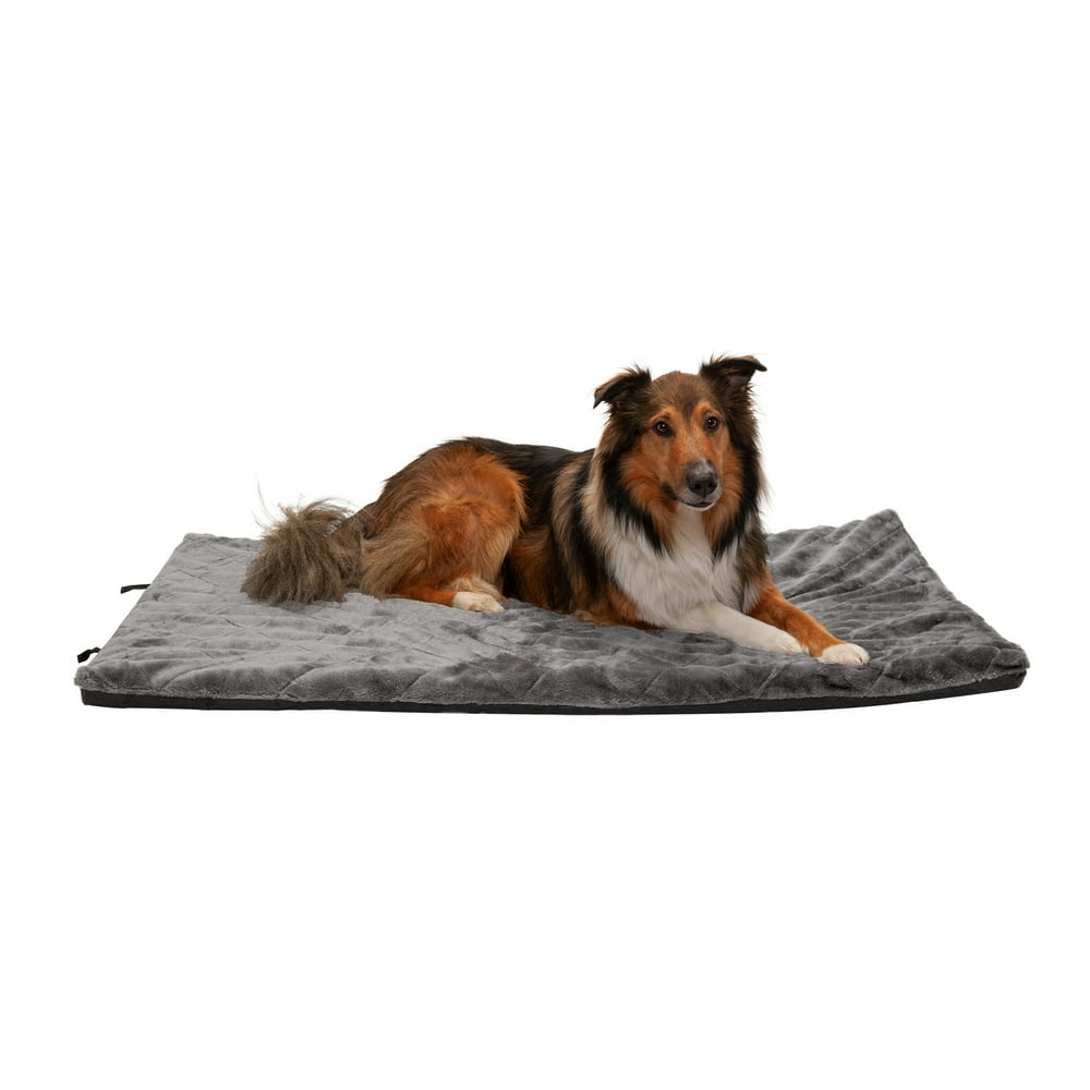 FurHaven Pet Kennel Pad Orthopedic Faux Fur Pet Mattress for Crates & Kennels, Silver, Jumbo
