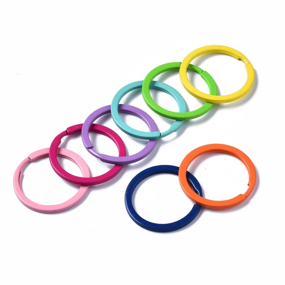 200pcs Spray Painted Iron Split Key Rings Keychain Clasp Findings Ring Mixed color 30x2mm Inner Diameter: 24mm DIY