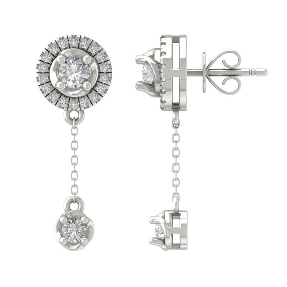 Araiya 14K White Gold Diamond Dangle Earrings for Women (1/2 cttw, I-J Color, I2-I3 Clarity)