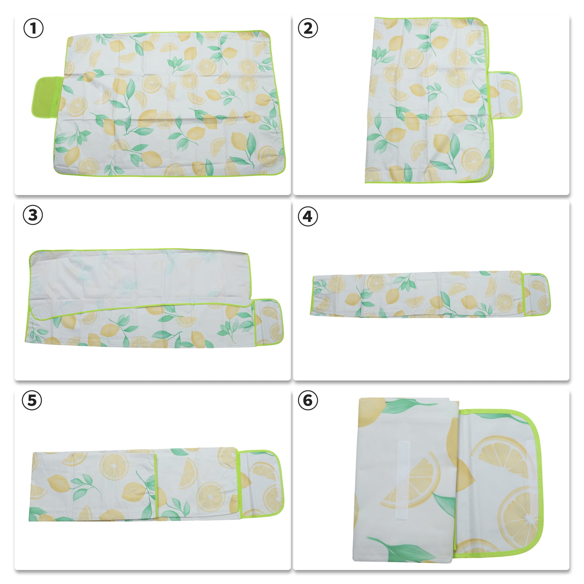 Unique Bargains Picnic Blanket Waterproof Beach Mat Lightweight with Handle Yellow Green