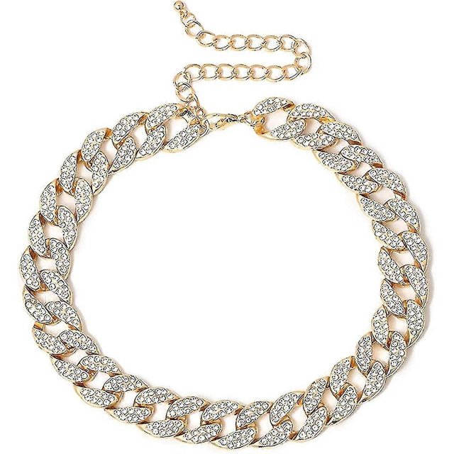 Gargantilla de cadena de eslabones cubanos Yashi Cool Curb con diamantes de imitación unisex estilo hip hop