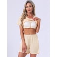 thumbnail image 3 of DARING DIVA Women's Pajama Set with Built-in Bra and Shorts Comfy Lounge Set M Beige, 3 of 7