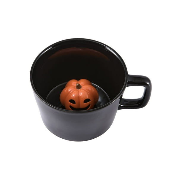 Bico Orange Pumpkin Large Ceramic Halloween Mug, for Coffee, Milk, Hot Chocolate, Halloween Decoration, Day of The Dead Decor