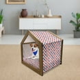 thumbnail image 3 of London Pet House, Tea Party Theme Flag Pattern Cups Traditional Drink Independence Day, Outdoor & Indoor Portable Dog Kennel with Pillow and Cover, 5 Sizes, Vermilion Navy Blue, by Ambesonne, 3 of 5