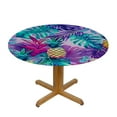 thumbnail image 3 of HAOXIT Blue Tropical Plants Pineapples Flowers Washable Polyester Table Cloth Decorative Table Cover Waterproof Round Tablecloth 54-58, 3 of 8