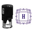thumbnail image 1 of Printtoo Square Swirl Border H Alphabet Monogram Initial R-40 Office Stationary Self Inking Rubber Stamp, 1 of 3