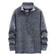 thumbnail image 2 of BaoFuBaoMei Mens Quarter Zip Sweaters Big and Tall Fleece Lined Ribbed Trim Long Sleeve Sweater Solid Knit Slim Fit Fall Winter Tops, 2 of 6