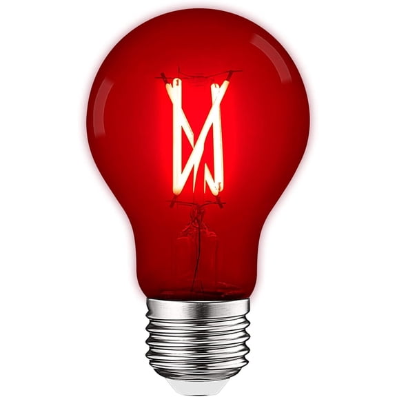 Luxrite A19 Edison LED Light Bulb, 4.5W=60W Colored Glass Filament, UL Listed, E26 Base, Indoor Outdoor Red