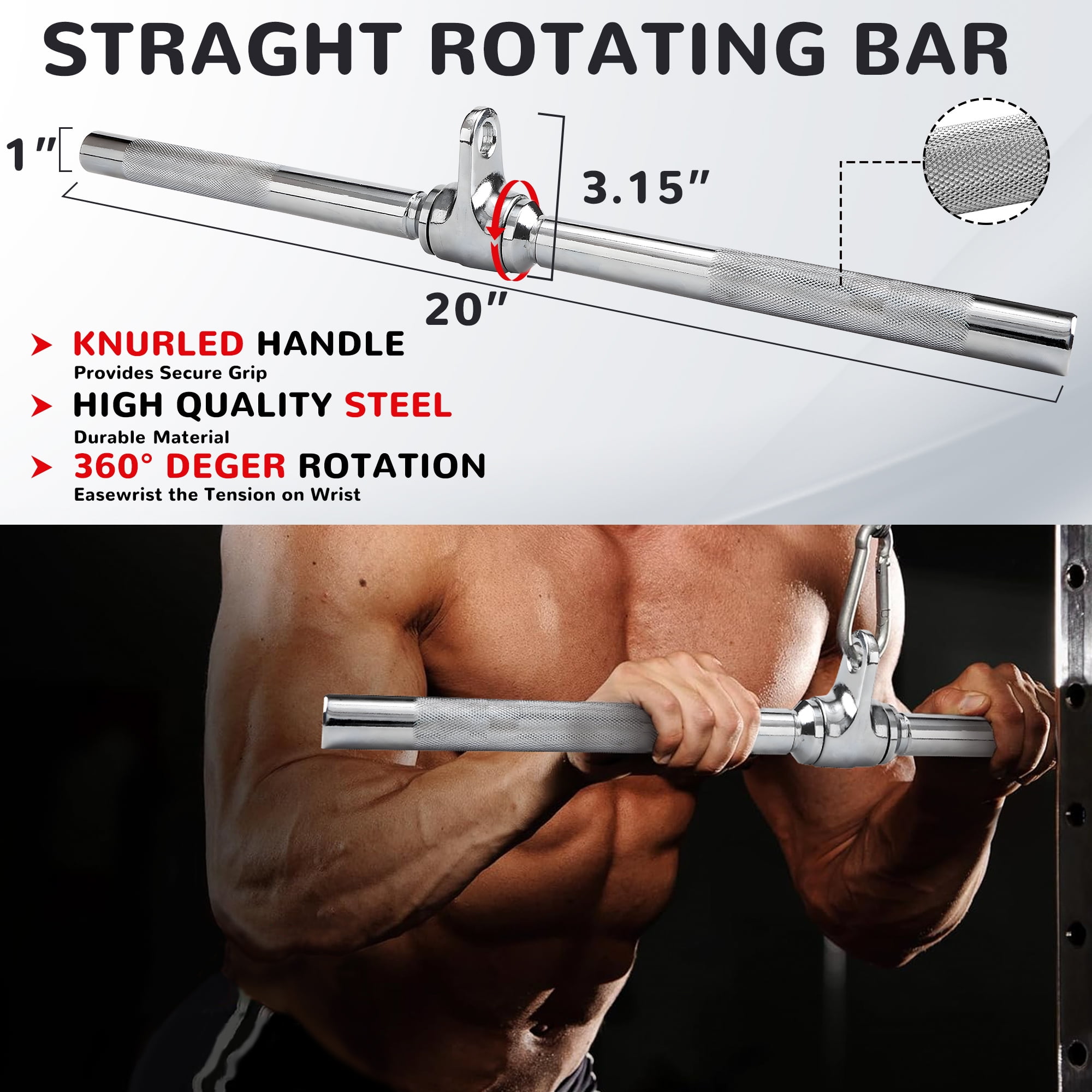 BalanceFrom Cable Handle Attachments for Pulley and Cable Systems, Functional Trainers, and Lat Pulldown Machines - Universal Fit