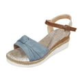thumbnail image 6 of Modstep Espadrilles Wedge Sandals for Women Bow Platform Wedges Heels Slip on Slides Open Toe Ankle Strap Summer Work Shoes Grey 8.5, 6 of 7