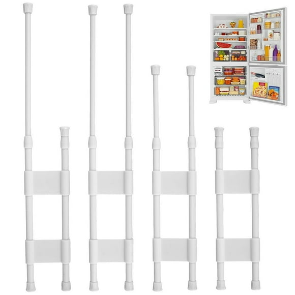 Dosaele 4Pcs RV Refrigerator Bar Adjustable Spring Tension Fridge Rod Metal Fridge Inside Tension Rod Prevent Falling Extendable