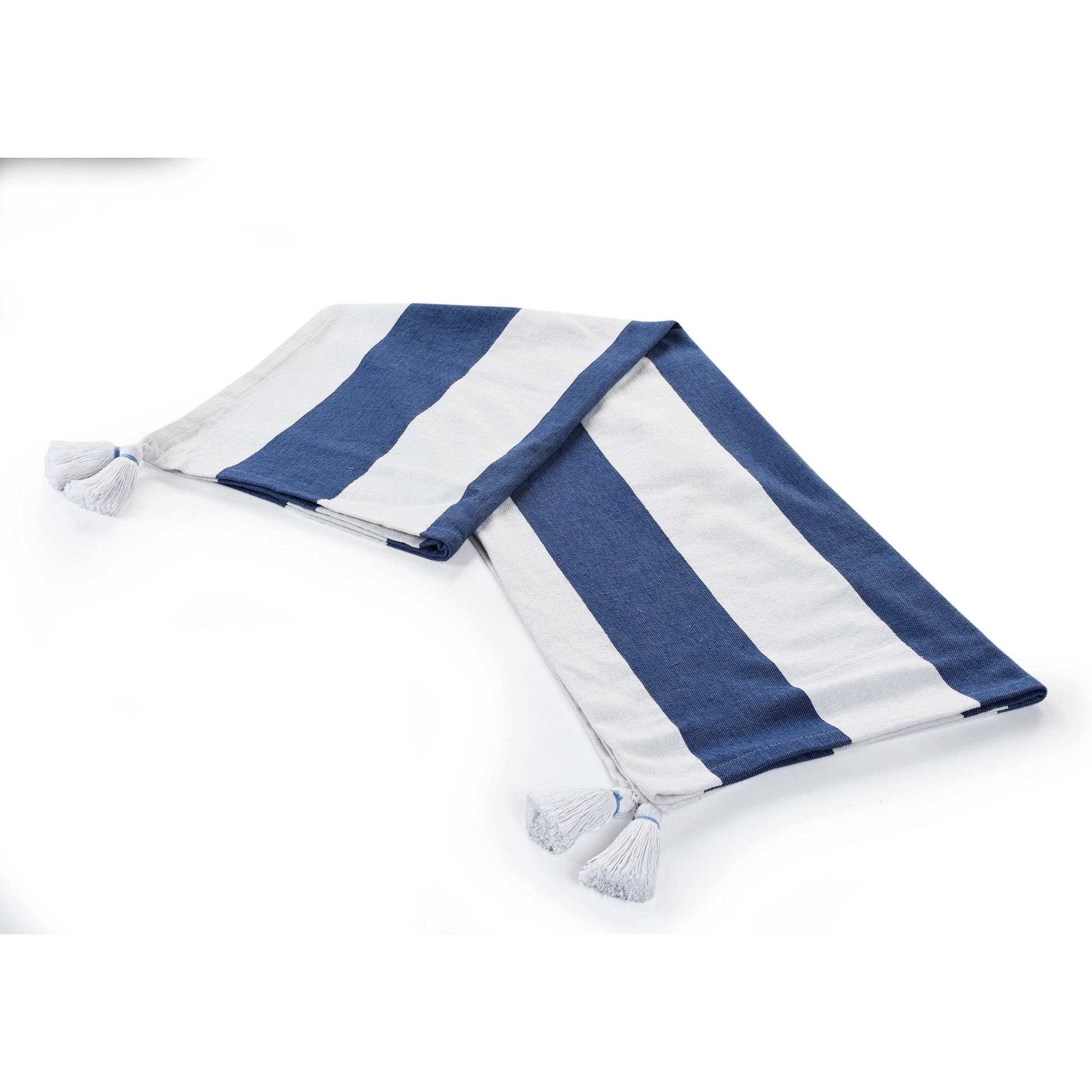 Ox Bay Blue Striped Cotton Throw Blanket, 50" x 60"