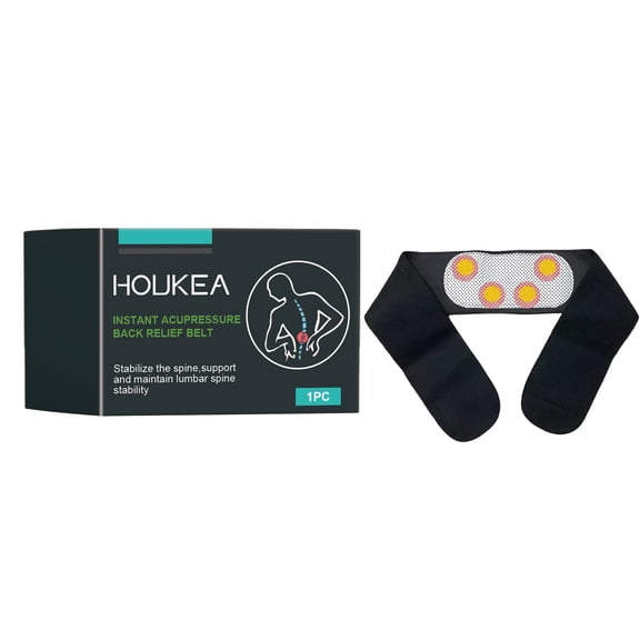 M Buder Instant Acupressure Back Relief Belt for Lower Back Support and Muscle Tension Heat Therapy, Adjustable, Black