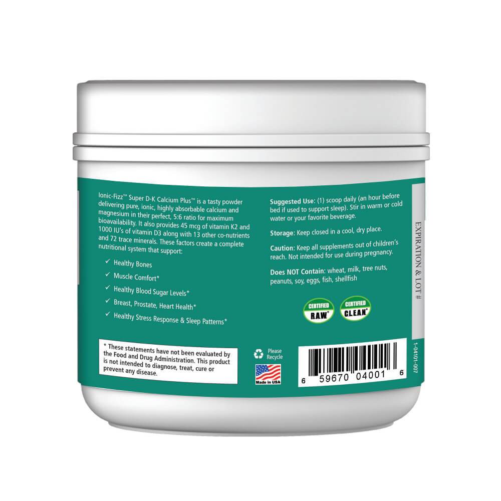 Ionic Fizz Super D-K Calcium Plus - Supplement with Magnesium, Zinc, Potassium, 12 Other Nutrients -Natural Sleep Aid, Anti Stress Powder, Strong Bones by Pure Essence - Raspberry Lemonade - 7.41 oz