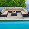 thumbnail image 2 of Costway 10 PCS Patio Rattan Furniture Set Outdoor Wicker Sofa Table Cushioned Seat Beige, 2 of 10